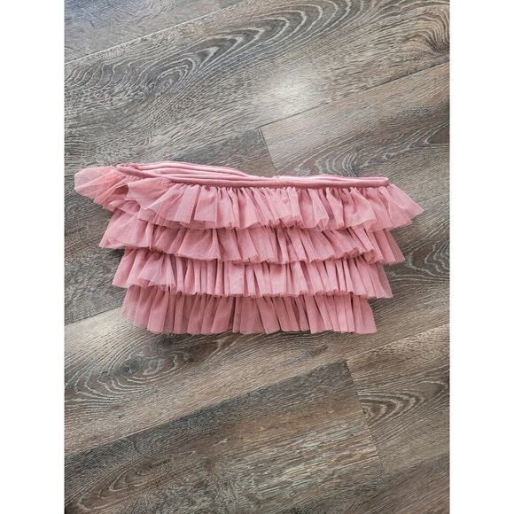 Nasty Gal Ruffle Tier Tulle Crop Top Women's Pink size 6 #11 - Picture 3 of 6